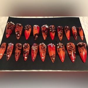 Black lace ombré builder gel stiletto set